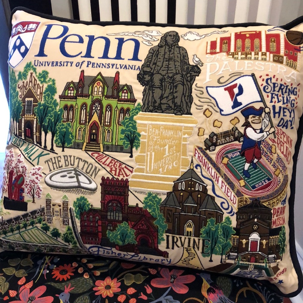 Hand embroidered UPenn pillow!